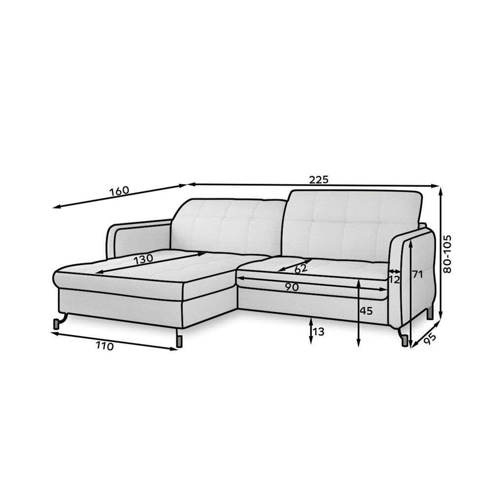Stūra dīvāns Lorelle, dzeltens cena un informācija | Stūra dīvāni | 220.lv