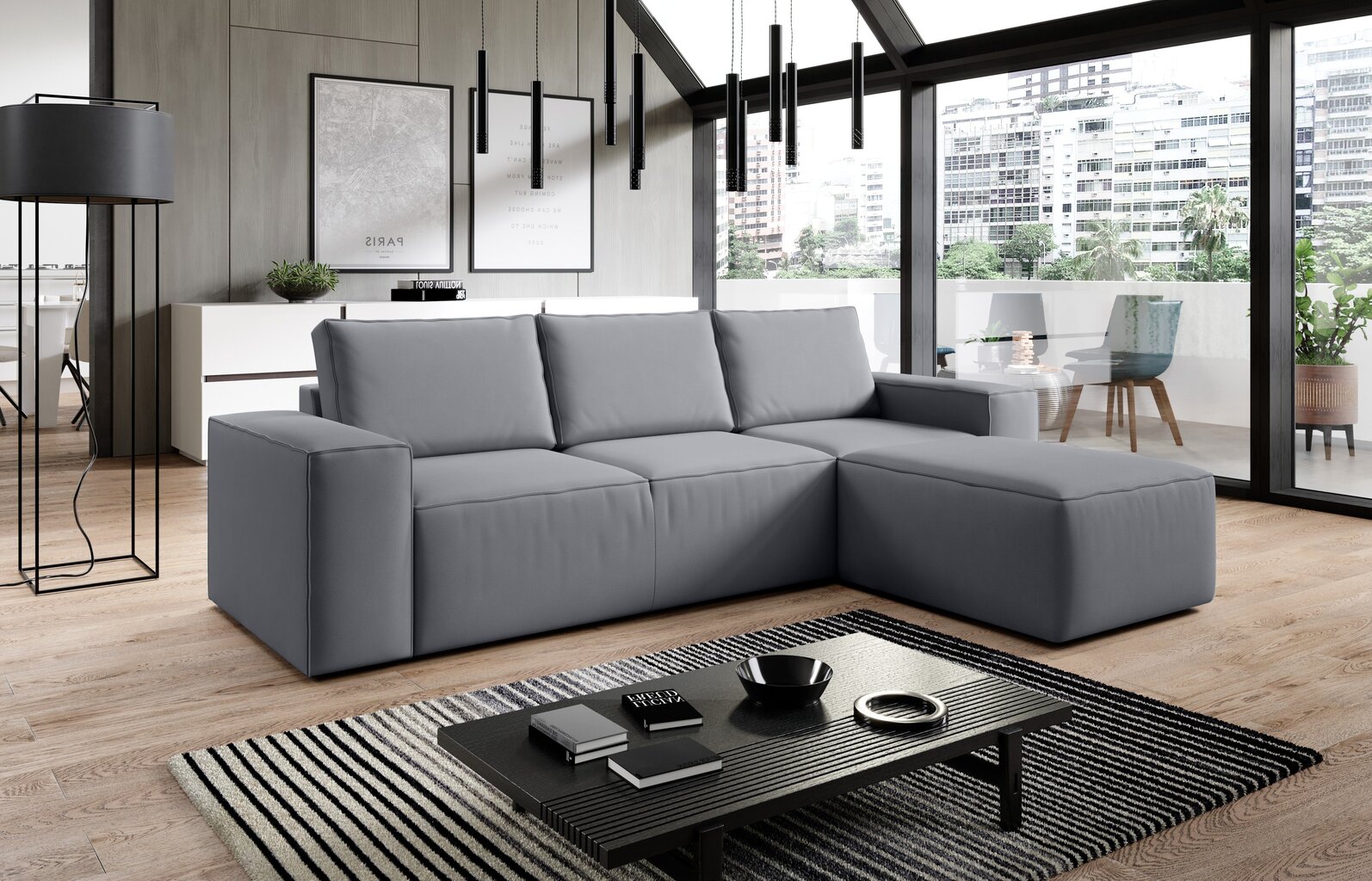 Stūra dīvāns Silla, pelēks cena un informācija | Stūra dīvāni | 220.lv