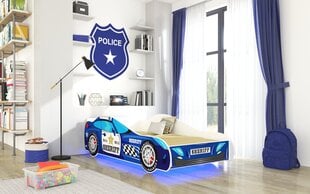 Bērnu gulta ADRK Furniture LED Sheriff, 70x140 cm, zila cena un informācija | Bērnu gultas | 220.lv