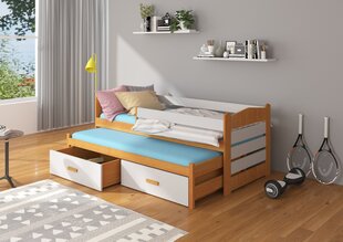 Bērnu gulta ADRK Furniture Tiarro ar sānu aizsardzību, 90x200 cm, pelēka/brūna цена и информация | Детские кровати | 220.lv