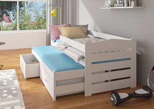 Bērnu gulta ADRK Furniture Tiarro ar sānu aizsardzību, 90x200 cm, balta/rozā цена и информация | Детские кровати | 220.lv