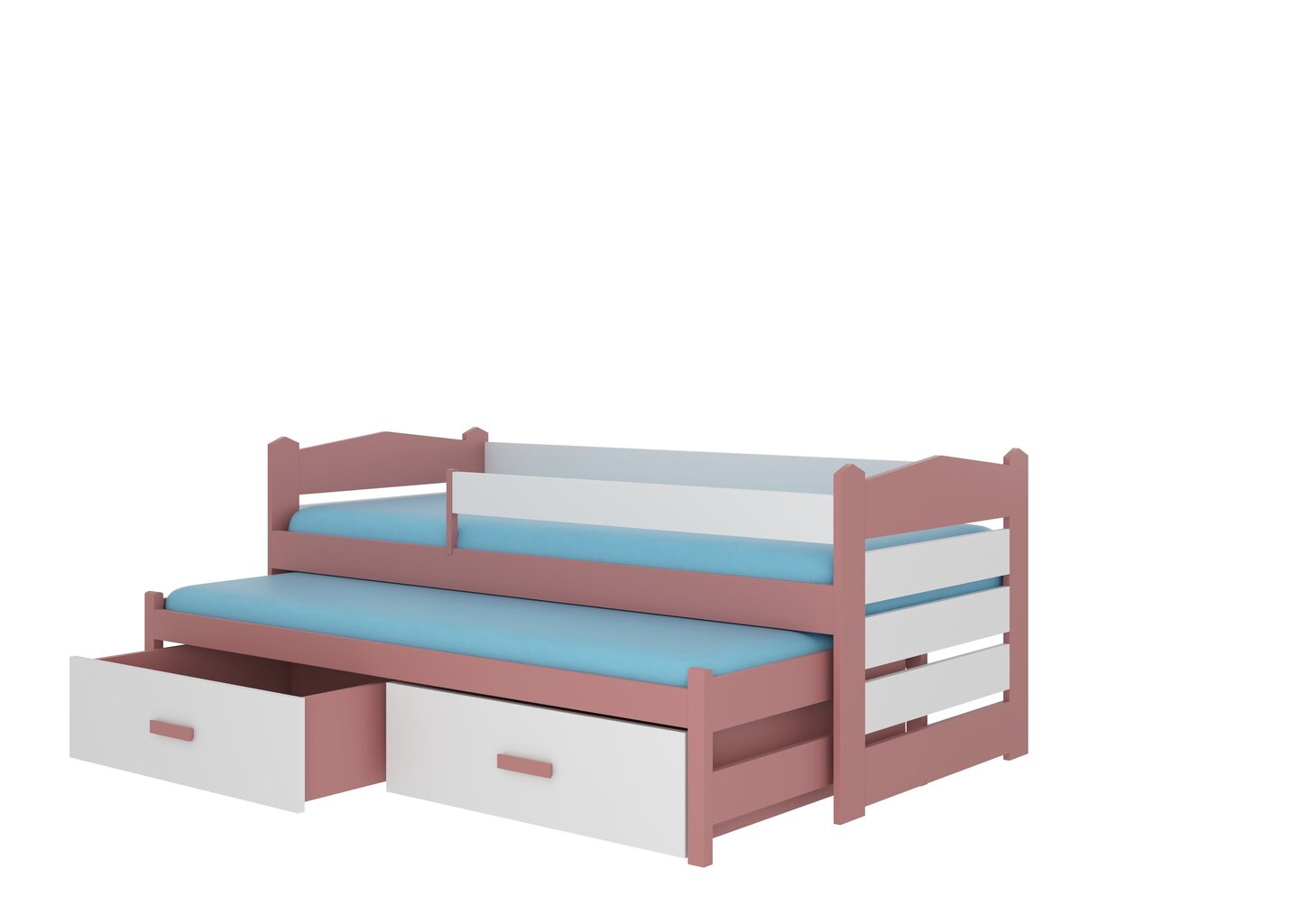Bērnu gulta ADRK Furniture Tiarro ar sānu aizsardzību, 90x200 cm, balta/rozā cena un informācija | Bērnu gultas | 220.lv