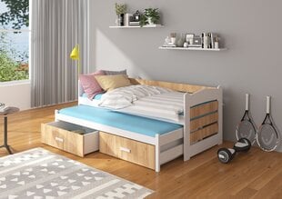 Bērnu gulta ADRK Furniture Tiarro 90x200 cm, balta/brūna cena un informācija | Bērnu gultas | 220.lv