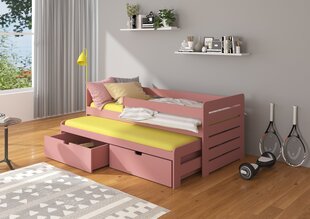 Bērnu gulta ADRK Furniture Tomi ar sānu aizsardzību, 90x200 cm, rozā cena un informācija | Bērnu gultas | 220.lv