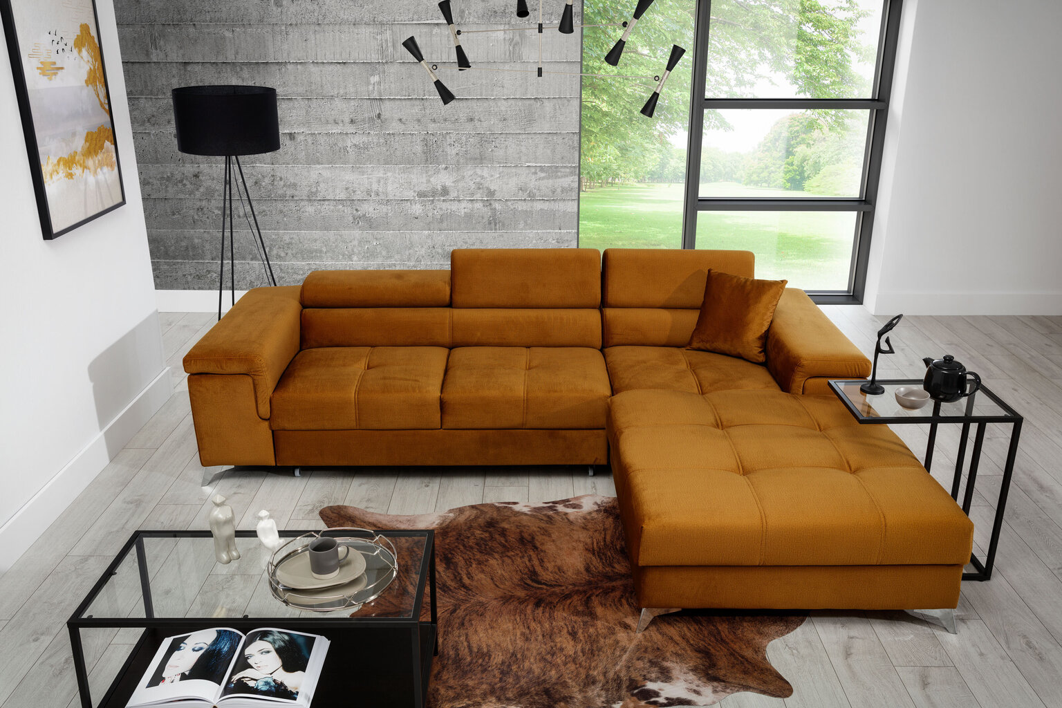 Stūra dīvāns Ricardo, dzeltens cena un informācija | Stūra dīvāni | 220.lv