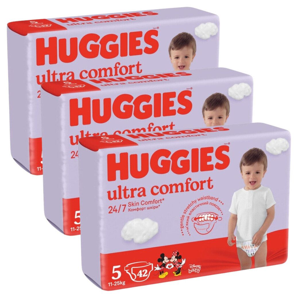 Autiņbiksītes Huggies Ultra Comfort, 5, 11-25 kg, 126 gab. цена и информация | Autiņbiksītes | 220.lv