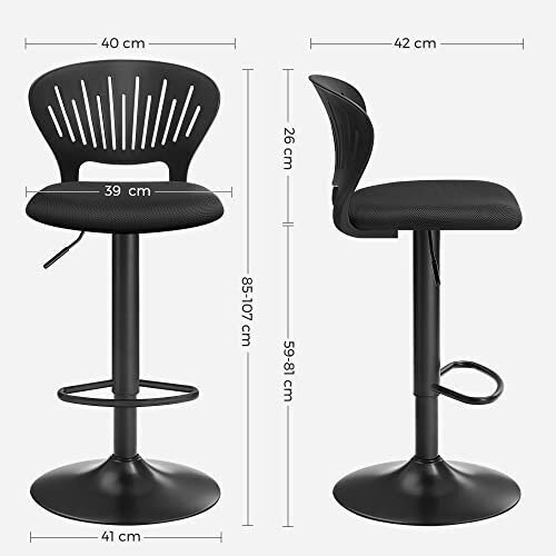 2-vu bāra krēslu komplekts Songmics LJB04BK, melns цена и информация | Virtuves un ēdamistabas krēsli | 220.lv