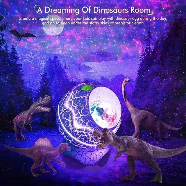 Zvaigžņu galaktikas projektors Dinozauru ola ar Bluetooth skaļruni (balts) cena un informācija | Svētku dekorācijas | 220.lv