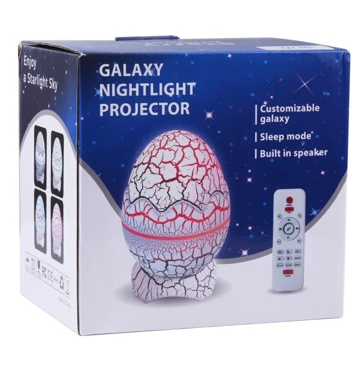 Zvaigžņu galaktikas projektors Dinozauru ola ar Bluetooth skaļruni (balts) cena un informācija | Svētku dekorācijas | 220.lv