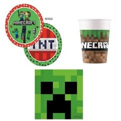 Одноразовая посуда Minecraft (чашки, тарелки и салфетки), на 8 человек цена и информация | Праздничная одноразовая посуда | 220.lv