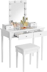 Косметический столик Vasagle RDT172W01 с зеркалом и табуретом, белый цена и информация | Туалетные столики | 220.lv