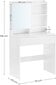 Kosmētikas galdiņš ar spoguli Vasagle RDT118W01, balts cena un informācija | Kosmētikas galdiņi | 220.lv