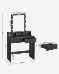 Kosmētikas galds Vasagle RDT114T16, melns cena un informācija | Kosmētikas galdiņi | 220.lv