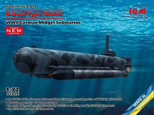 Līmējošais modelis ICM S019 WWII German Midget Submarine U-Boat Type Molch 1/72 cena un informācija | Līmējamie modeļi | 220.lv