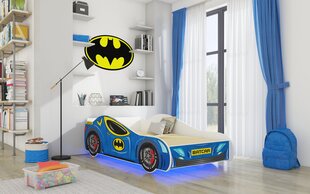 Bērnu gulta Adrk Furniture LED Batcar, 80x160 cm, zila цена и информация | Детские кровати | 220.lv