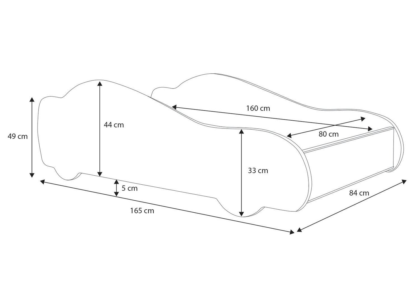 Bērnu gulta Adrk Furniture LED Speed, 80x160 cm, zaļa cena un informācija | Bērnu gultas | 220.lv