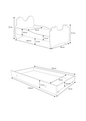 Bērnu gulta Adrk Furniture Bear, 70x140 cm, zila/balta cena un informācija | Bērnu gultas | 220.lv