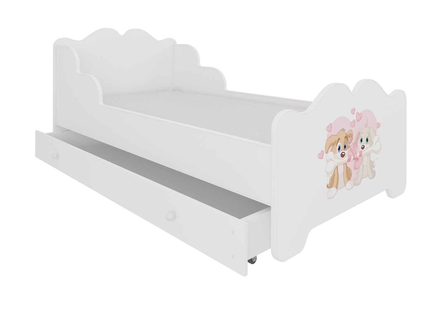 Bērnu gulta Adrk Furniture Ximena two dogs 70x140 cm, balta цена и информация | Bērnu gultas | 220.lv