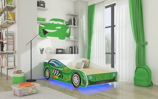 Bērnu gulta Adrk Furniture LED Speed, 70x140 cm, zaļa cena un informācija | Bērnu gultas | 220.lv