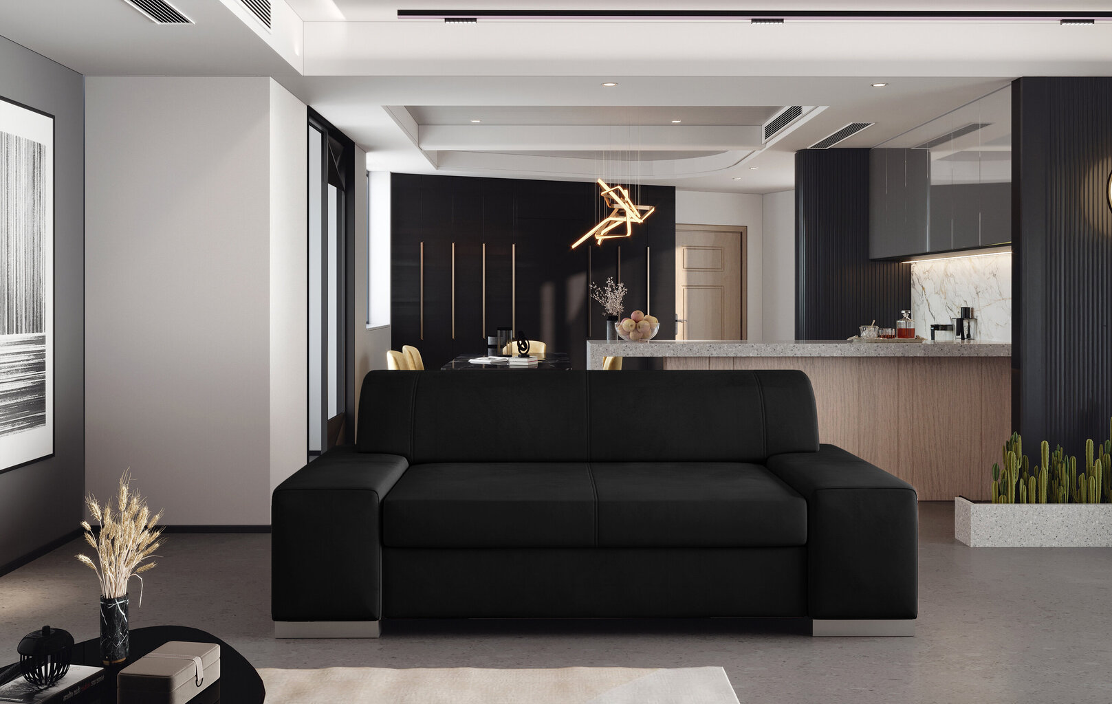Dīvāns Porto 2, melns cena un informācija | Dīvāni | 220.lv