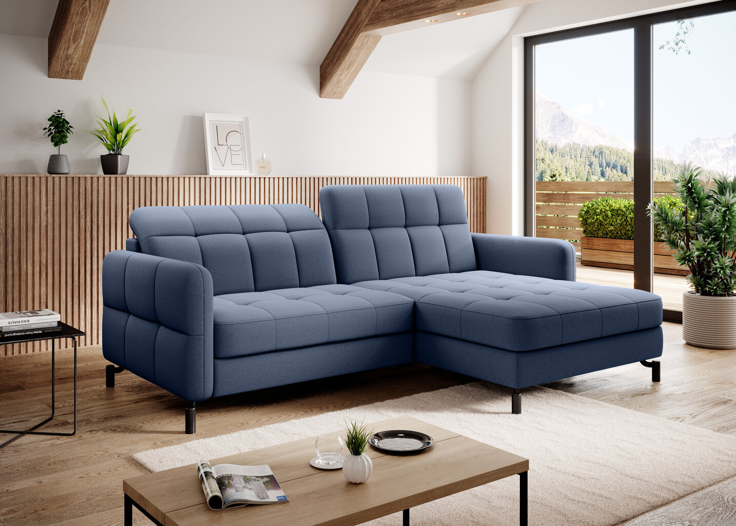 Stūra dīvāns Lorelle, zils cena un informācija | Stūra dīvāni | 220.lv