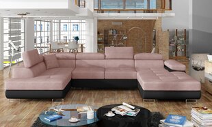 Stūra dīvāns Rodrigo, rozā/melns cena un informācija | Stūra dīvāni | 220.lv