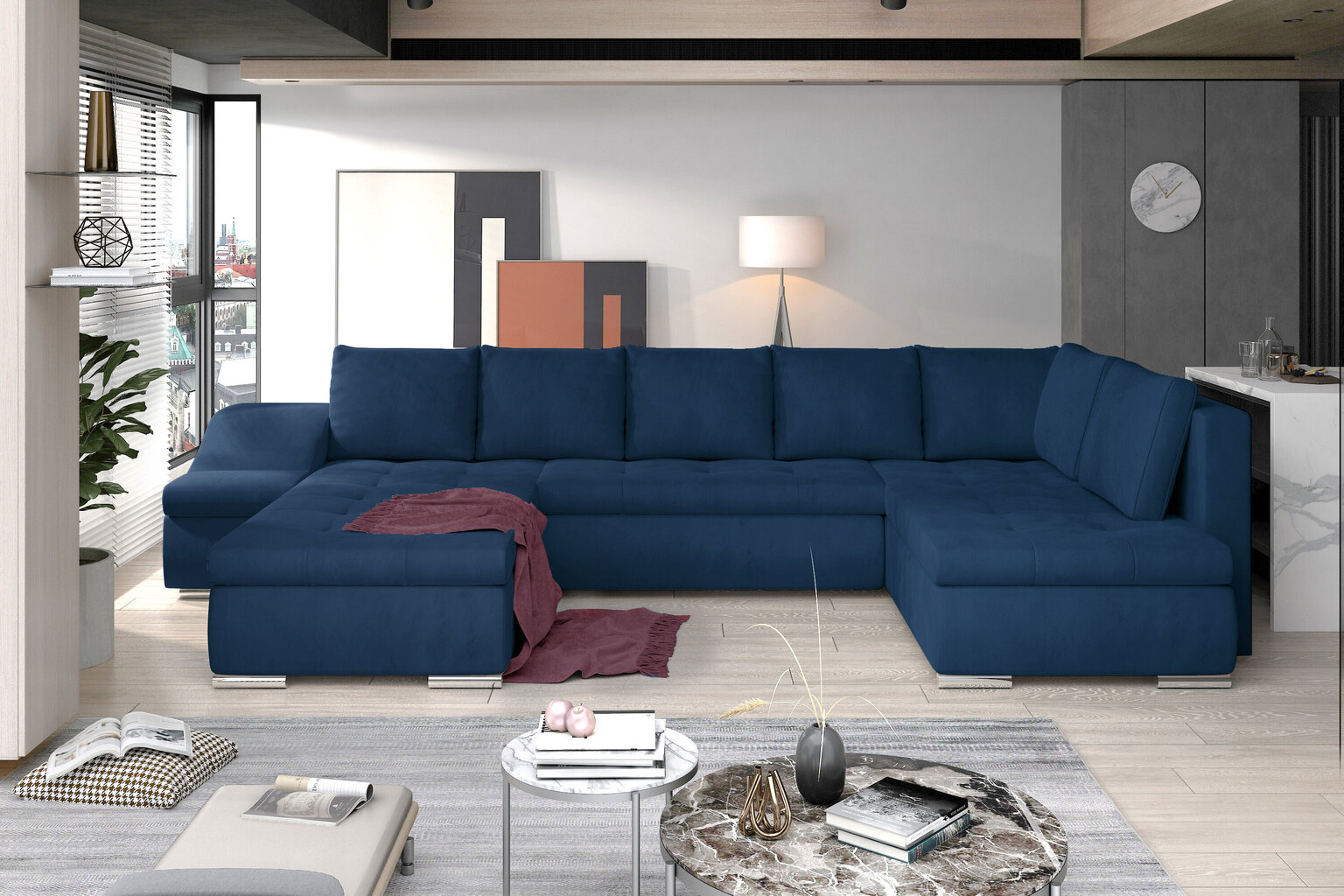 Stūra dīvāns NORE Giovanni, zils cena un informācija | Stūra dīvāni | 220.lv