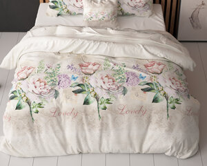 Комплект постельного белья Lovely Flower 200х220см, кремовый, из 3 частей цена и информация | Комплекты постельного белья | 220.lv