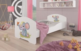 Bērnu gulta Adrk Furniture Pepe Elephant, 70x140 cm, balta cena un informācija | Bērnu gultas | 220.lv