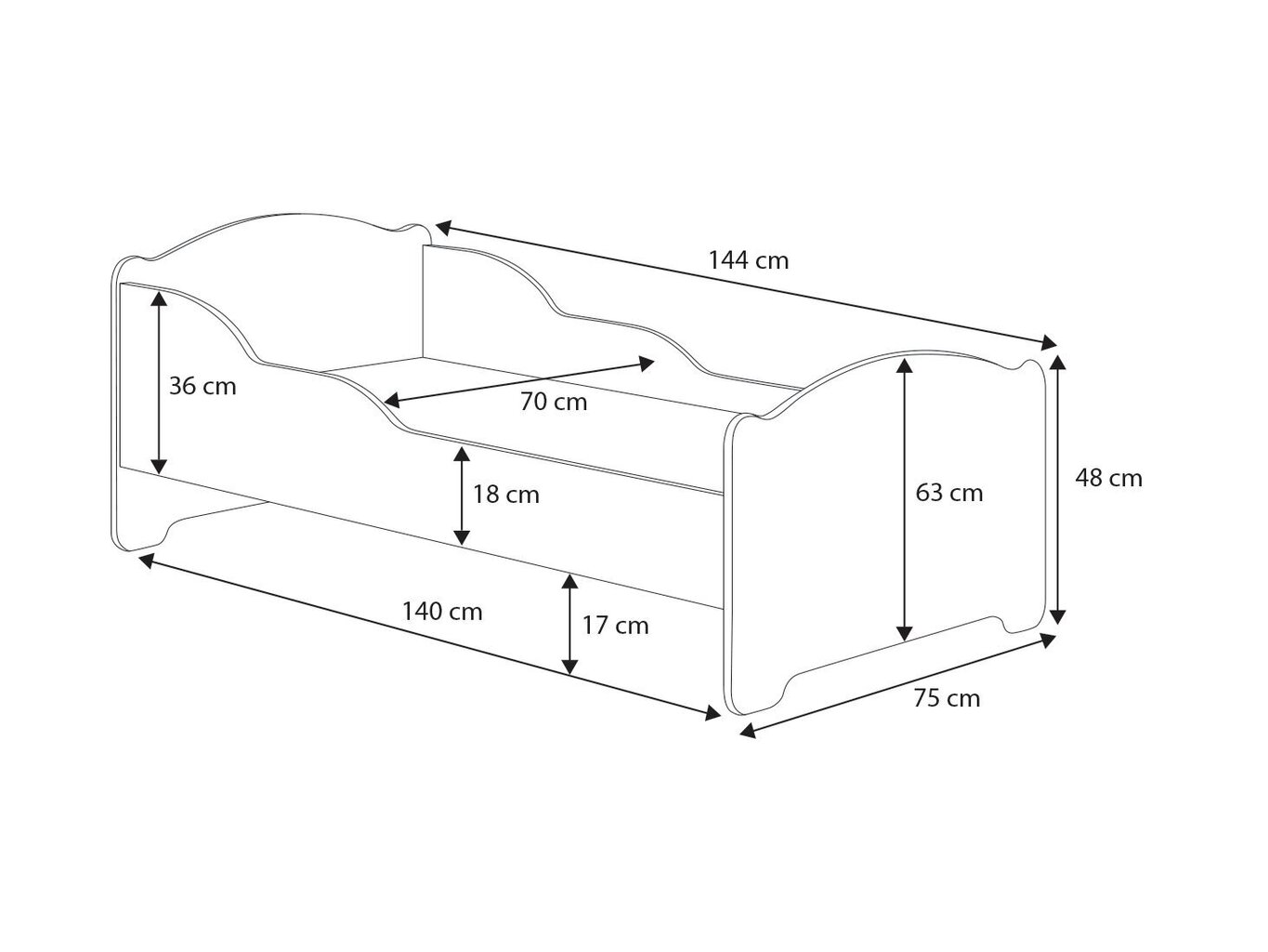 Bērnu gulta Adrk Furniture Amadis Police, 70x140 cm, balta cena un informācija | Bērnu gultas | 220.lv