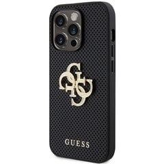 Guess GUHCP15LPSP4LGK iPhone 15 Pro 6.1" czarny|black hardcase Leather Perforated 4G Glitter Logo цена и информация | Чехлы для телефонов | 220.lv