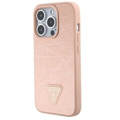 Guess GUHCP15LPCRTHCP iPhone 15 Pro 6.1" różowy|pink hardcase Croco Triangle Metal Logo цена и информация | Чехлы для телефонов | 220.lv