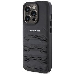 AMG AMHCP15LGSEBK iPhone 15 Pro 6.1" czarny|black hardcase Leather Debossed Lines цена и информация | Чехлы для телефонов | 220.lv