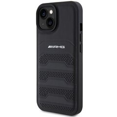 AMG AMHCP15SGSEBK iPhone 15 6,1" czarny|black hardcase Leather Debossed Lines цена и информация | Чехлы для телефонов | 220.lv