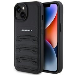 AMG AMHCP15SGSEBK iPhone 15 6,1" czarny|black hardcase Leather Debossed Lines цена и информация | Чехлы для телефонов | 220.lv