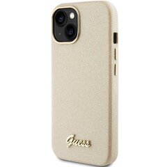 Guess GUHCP15SPGMCSD iPhone 15 6.1" złoty|light gold hardcase Glitter Glossy Script цена и информация | Чехлы для телефонов | 220.lv