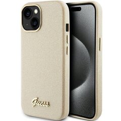 Guess GUHCP15SPGMCSD iPhone 15 6.1" złoty|light gold hardcase Glitter Glossy Script цена и информация | Чехлы для телефонов | 220.lv