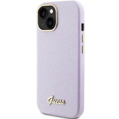 Guess GUHCP15SPGMCSL iPhone 15 6.1" liliowy|lilac hardcase Glitter Glossy Script цена и информация | Чехлы для телефонов | 220.lv