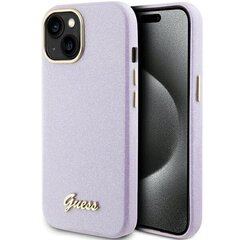 Guess GUHCP15SPGMCSL iPhone 15 6.1" liliowy|lilac hardcase Glitter Glossy Script цена и информация | Чехлы для телефонов | 220.lv