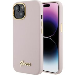 Guess GUHCP15SSMBSLP iPhone 15 6.1" różowy|pink hardcase Silicone Script Metal Logo & Frame цена и информация | Чехлы для телефонов | 220.lv