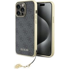 Guess GUHCP15XGF4GGR iPhone 15 Pro Max 6.7" szary|grey hardcase 4G Charms Collection цена и информация | Чехлы для телефонов | 220.lv