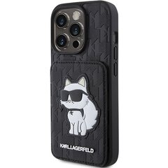 Karl Lagerfeld KLHCP15LSAKCNSCK iPhone 15 Pro 6.1" czarny|black hardcase Saffiano Cardslots and Stand Monogram Choupette цена и информация | Чехлы для телефонов | 220.lv