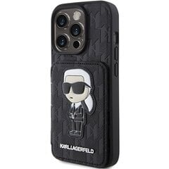 Karl Lagerfeld KLHCP15LSAKKNSCK iPhone 15 Pro 6.1" czarny|black hardcase Saffiano Cardslots and Stand Monogram Ikonik Patch цена и информация | Чехлы для телефонов | 220.lv