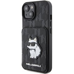 Karl Lagerfeld KLHCP15SSAKCNSCK iPhone 15 6.1" czarny|black hardcase Saffiano Cardslots and Stand Monogram Choupette цена и информация | Чехлы для телефонов | 220.lv