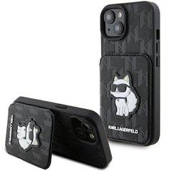 Karl Lagerfeld KLHCP15SSAKCNSCK iPhone 15 6.1" czarny|black hardcase Saffiano Cardslots and Stand Monogram Choupette цена и информация | Чехлы для телефонов | 220.lv