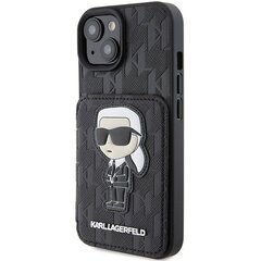 Karl Lagerfeld KLHCP15SSAKKNSCK iPhone 15 6.1" czarny|black hardcase Saffiano Cardslots and Stand Monogram Ikonik Patch цена и информация | Чехлы для телефонов | 220.lv