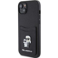 Karl Lagerfeld KLHCP15SSAPKCNPK iPhone 15 6.1" czarny|black hardcase Saffiano Cardslot Karl&Choupette Metal Pin цена и информация | Чехлы для телефонов | 220.lv