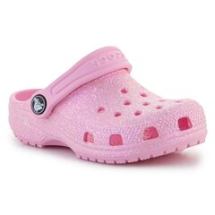 Crocs™ gumijas sandales bērniem Classic Glitter Clog K Jr 206992-6S0, rozā cena un informācija | Gumijas klogi bērniem | 220.lv