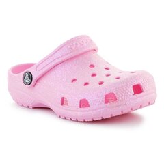 Crocs™ gumijas sandales bērniem Classic Glitter Clog K Jr 206993-6S0, rozā cena un informācija | Gumijas klogi bērniem | 220.lv