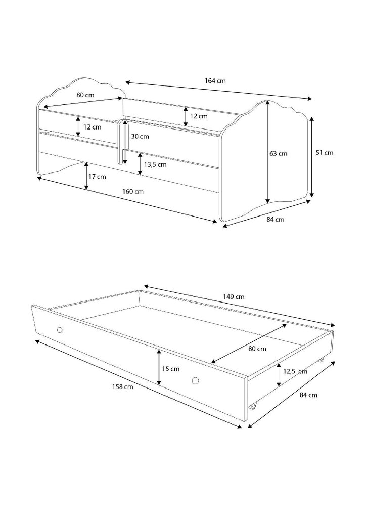 Bērnu gulta Adrk Furniture Casimo Lion, 80x160 cm, balta cena un informācija | Bērnu gultas | 220.lv